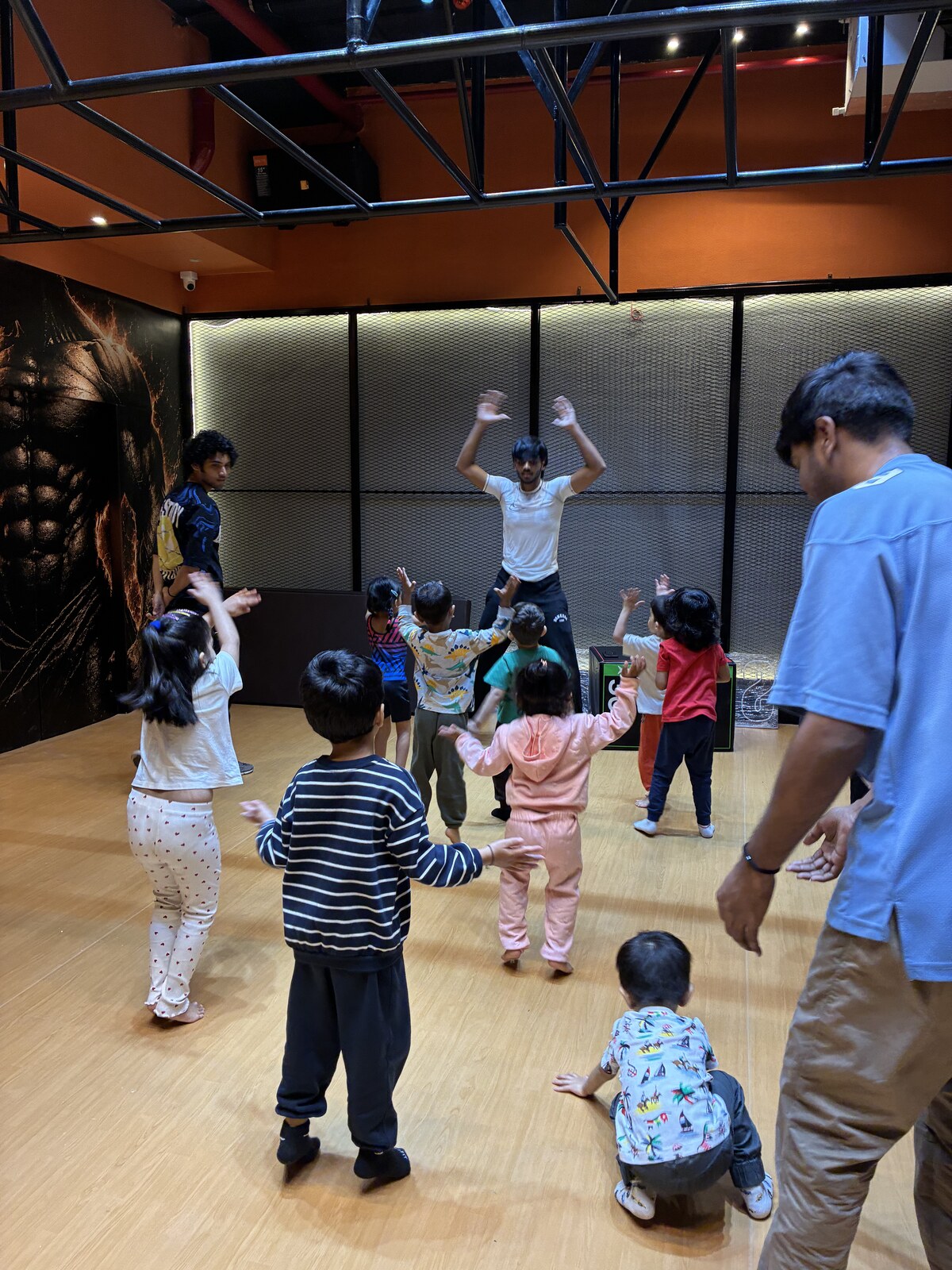 Children exploring balance and coordination at a workshop