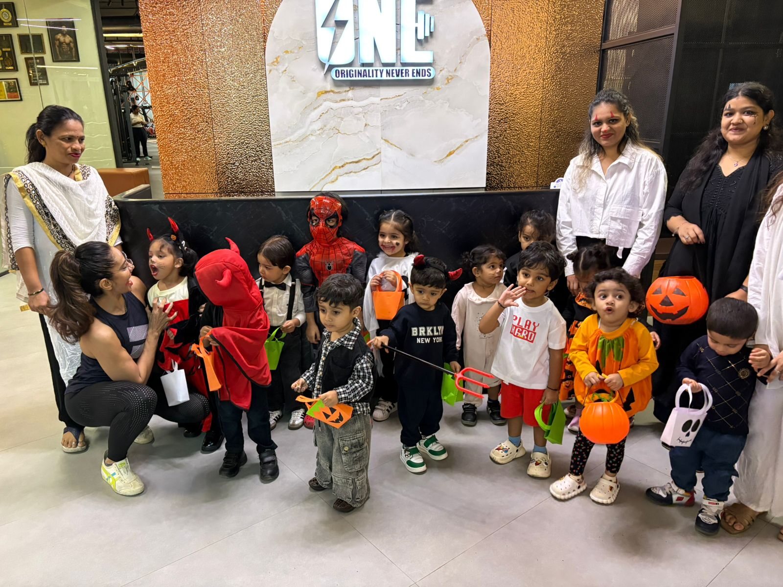 Children and educators gathered for a themed school event