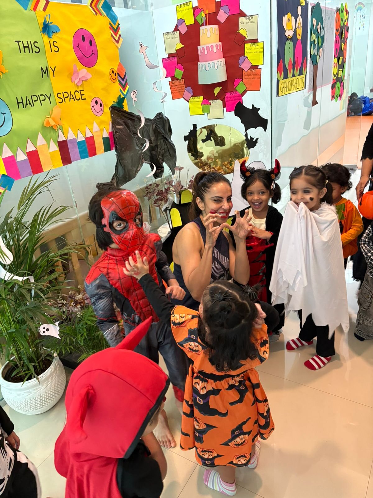 Children dressed up for a festive school celebration